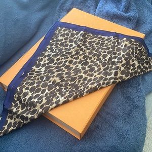 J Crew Scarf Leopard with Navy edging